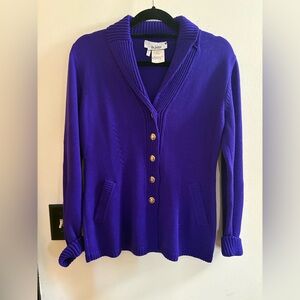 Vintage Women’s Escada Purple Gold Lambswool Cardigan Sweater Size 36